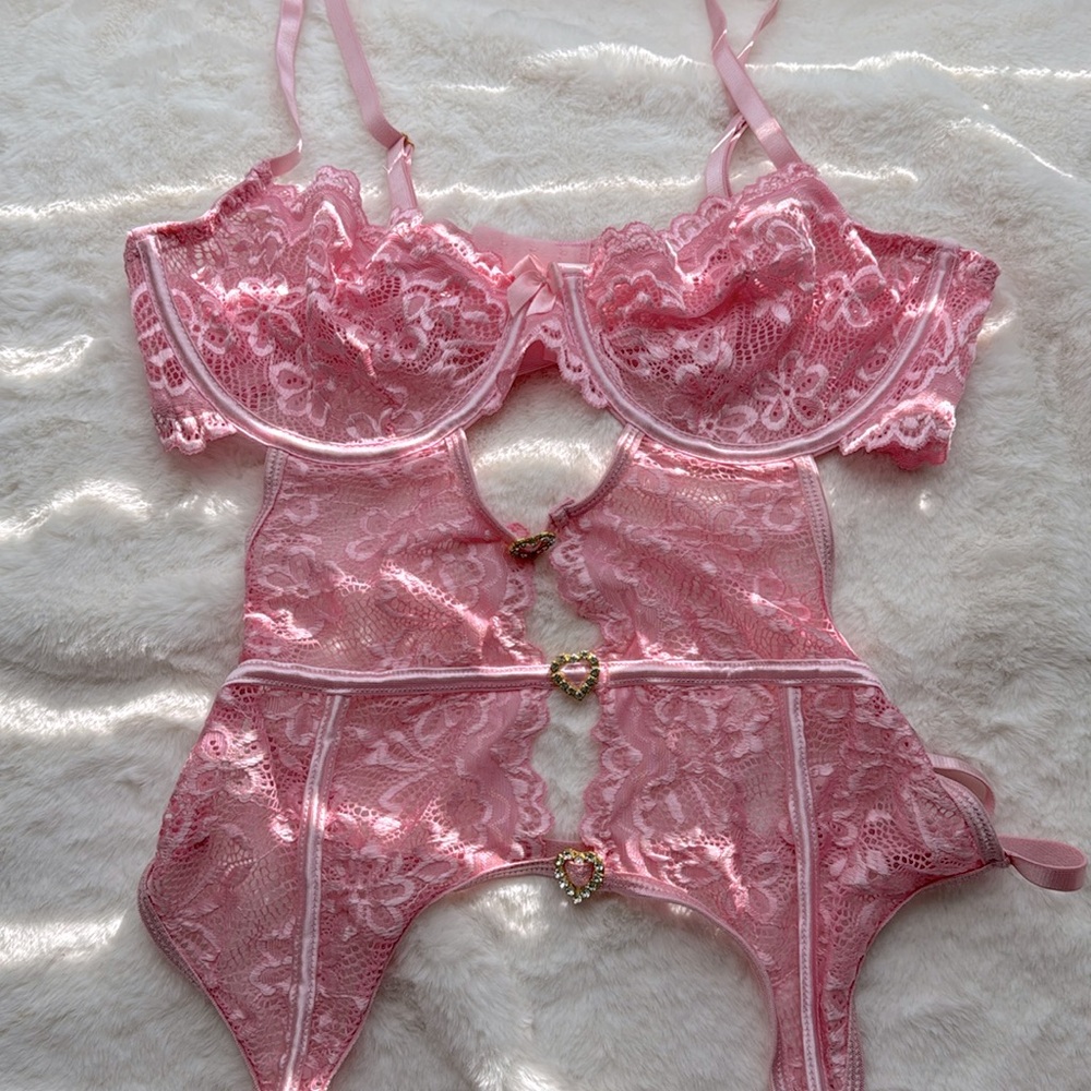 Soft pink two piece lingerie set